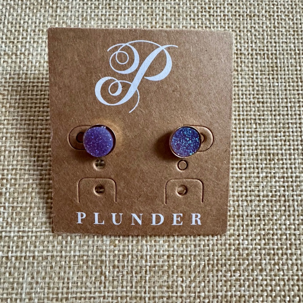 Plunder Purple Druzy Stud Earrings